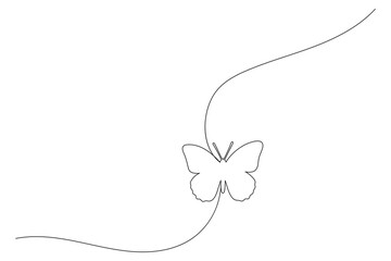 Butterfly one line drawing minimalist continuous outline vector icon