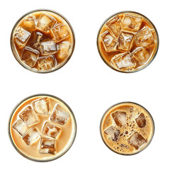Iced Coffee with Milk Swirl, Top View 