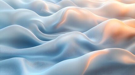 A silky abstract background with a gradient of soft blue and white, flowing like a gentle breeze with smooth, reflective surfaces,