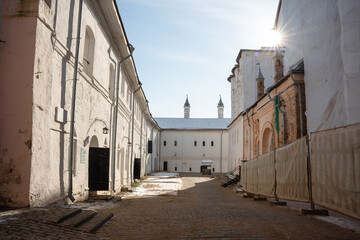 View of courtyard of Rostov Kremlin in Rostov.  Golden Ring of Russia