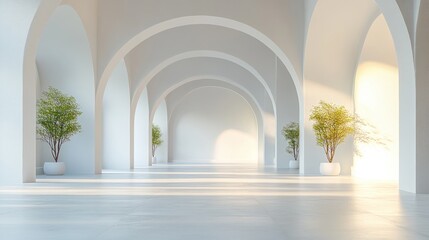 Fototapeta premium Minimalist White Arch Niche Mockup Scene for Product Display 3D Rendering