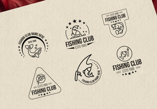 Fishing Badge Set Design Layout