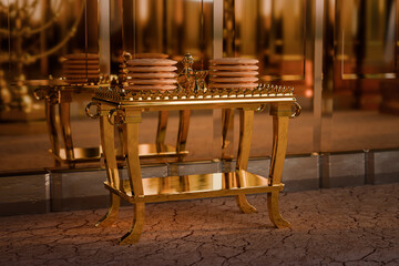Table of Showbread and the bread of the Presence described in the book of Moses. Exodus, Old Testament. 3d rendering biblical illustration.