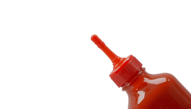 Red squeeze bottle with cap, perfect for dispensing condiments like ketchup or sauces png
