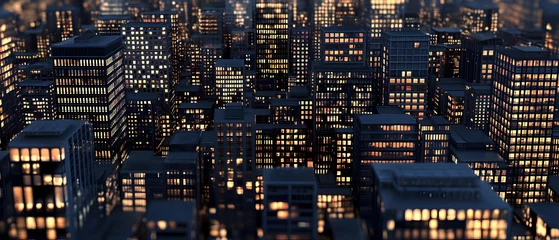 Night Cityscape: Aerial View of Illuminated Buildings © bolang