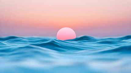 Pink Sunrise Over Calm Blue Ocean Waves