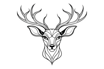 Simple vector illustration of a deer head silhouette with antlers