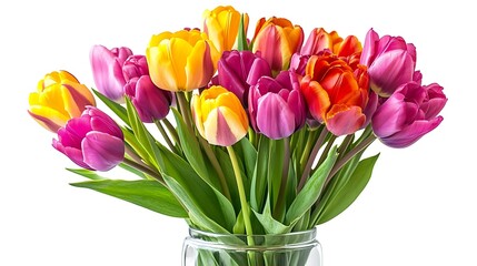 Naklejka premium A beautiful pink floral bouquet of tulips, a spring gift of nature's blossom