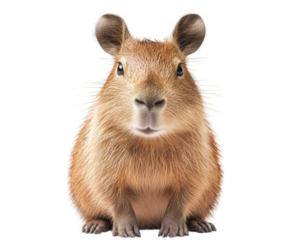 capybara with bunny ears looking confused yet adorable, showcasing its unique features and charm. This playful animal captures attention with its expressive face and fluffy fur