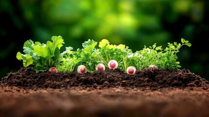 Fresh Radishes Growing in Home Garden  Spring Bounty  Organic Farming