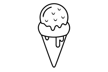  ice cream cone with dripping details line art vector illustration