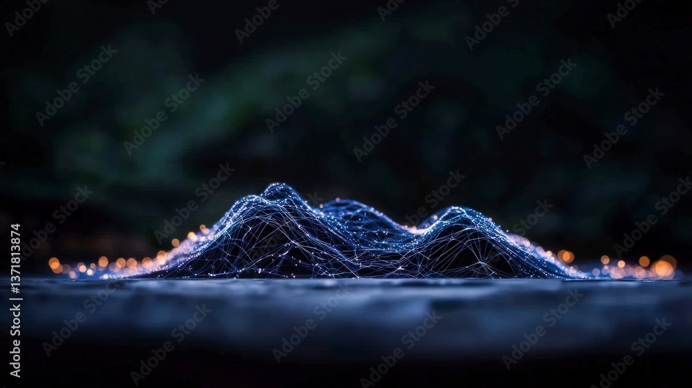 Aufkleber glowing particle wave abstract data flow cyberspace digital landscape