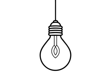 hanging light bulb with filament design line art vector