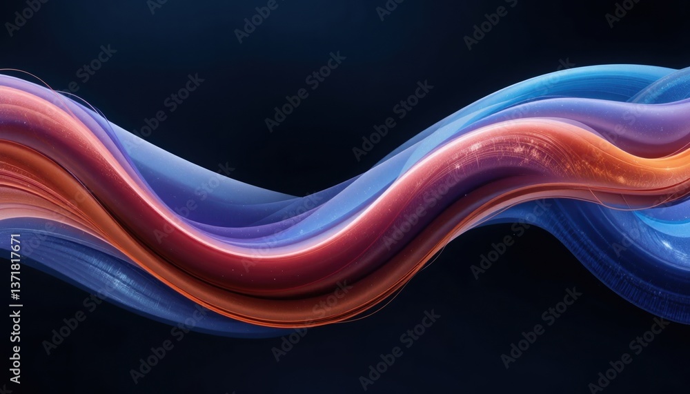 Poster flowing color waves abstract digital art contemporary design virtual environment dynamic viewpoint v