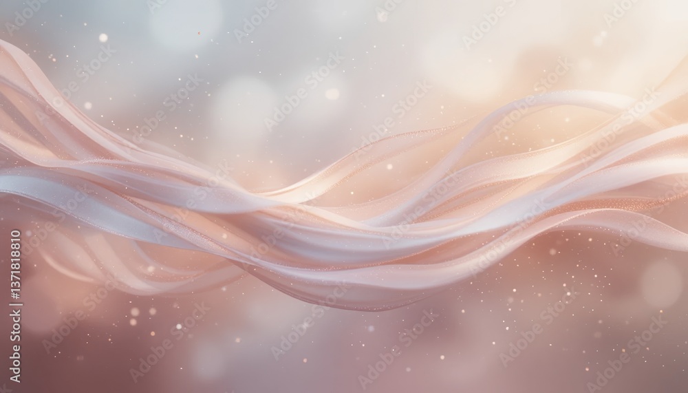 Poster flowing abstract waves digital art soft color palette ethereal environment aesthetic viewpoint seren