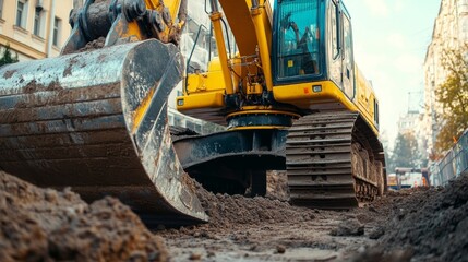Powerful equipment and heavy machinery are on full display at the construction site, demonstrating the robust tools required for successful building and engineering projects