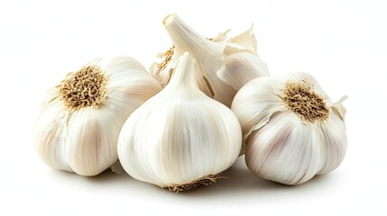 Fresh garlic bulbs isolated on white background. (1)