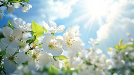 Spring Blooming - White Blossoms And Sunlight In The Sky