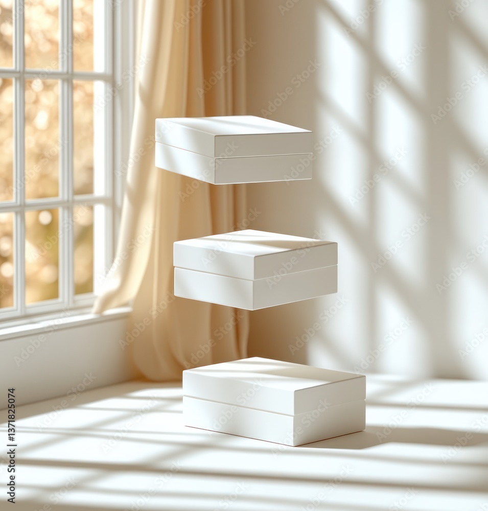 Poster minimalist white box mockup 3d render empty packaging design on neutral background
