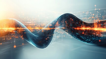 Abstract digital flow, city lights