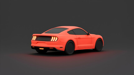 Red Sports Car Low Poly Rendering on Black Background
