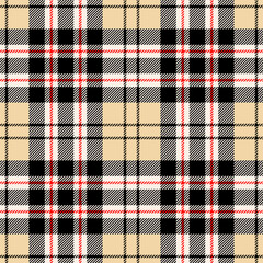 beige tartan seamless vector pattern, english colors plaid, school or casual dress fabric
