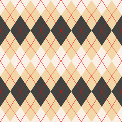 beige argyle seamless vector pattern, english colors plaid, golf or casual dress fabric