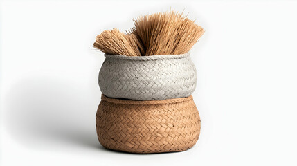 Set of Woven Baskets in Various Sizes and Colors