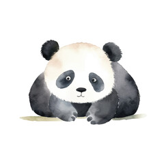 panda lay on floor cute watercolors illustration on white background © yuniazizah