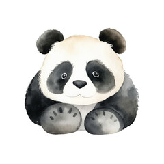 panda lay on floor cute watercolors illustration on white background © yuniazizah