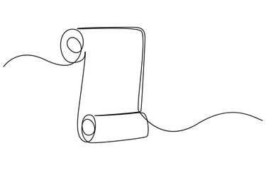Obraz premium Old paper scroll one line drawing