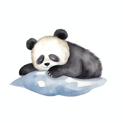 panda sleeping cute watercolors illustration on white background © yuniazizah