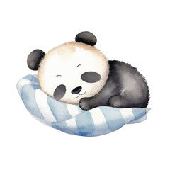 panda sleeping cute watercolors illustration on white background © yuniazizah