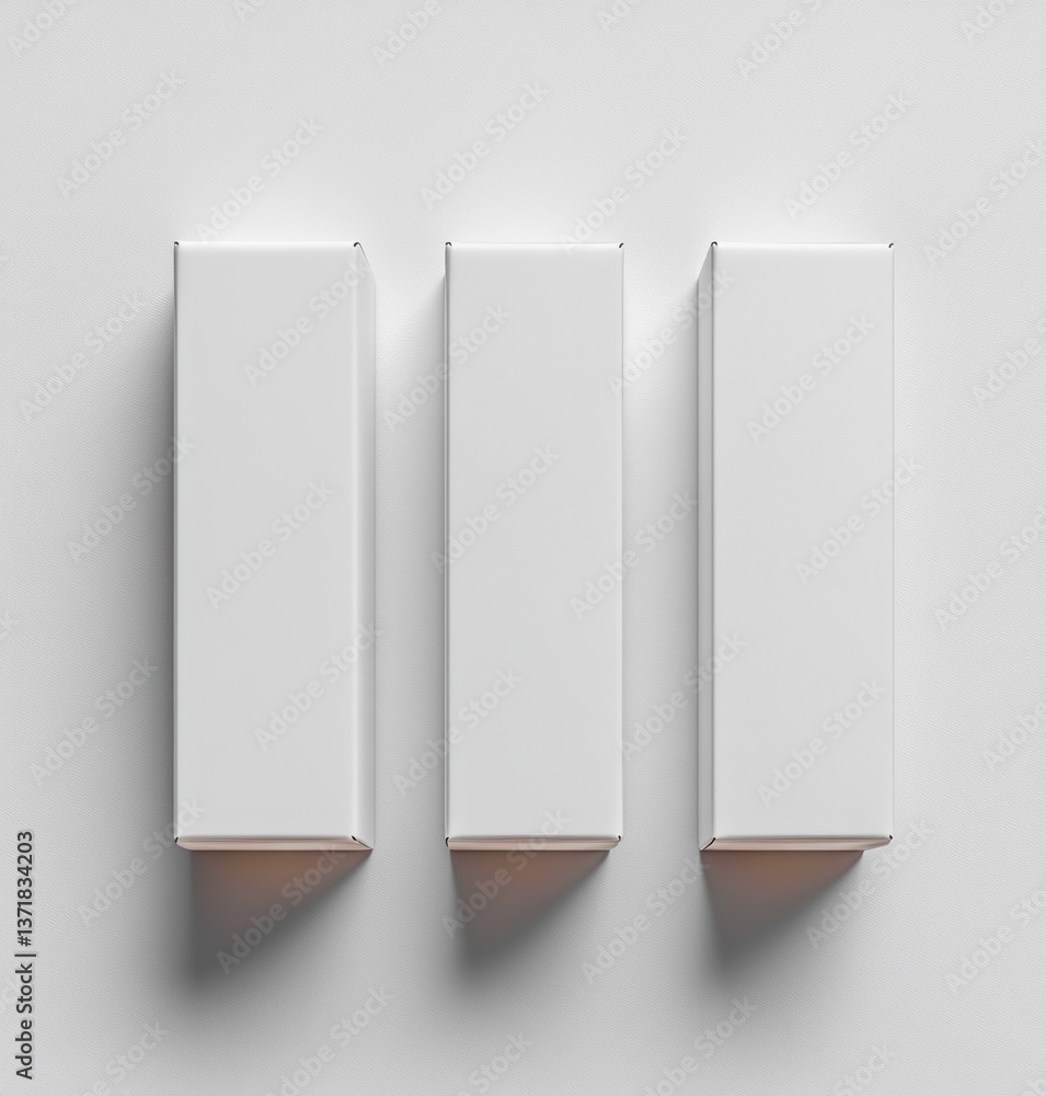 Poster minimalist white box mockup blank carton container 3d rendering isolated on light neutral background