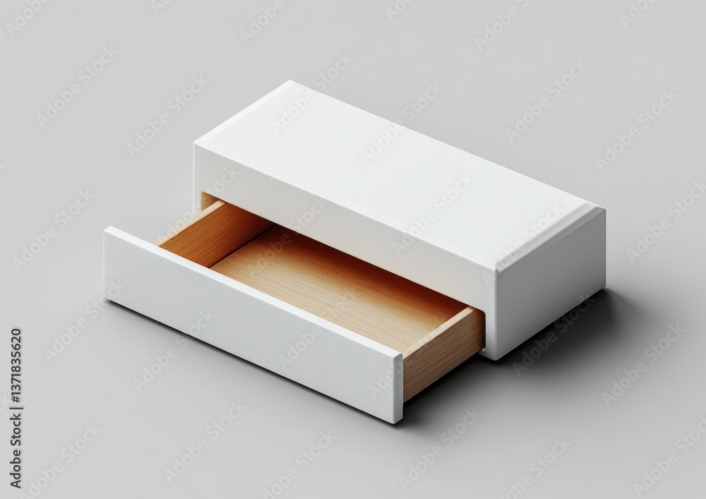 Poster open rectangular box mockup sliding drawer blank cardboard packaging 3d rendering