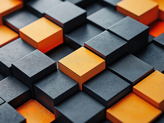 Geometric Black and Orange Cube Pattern