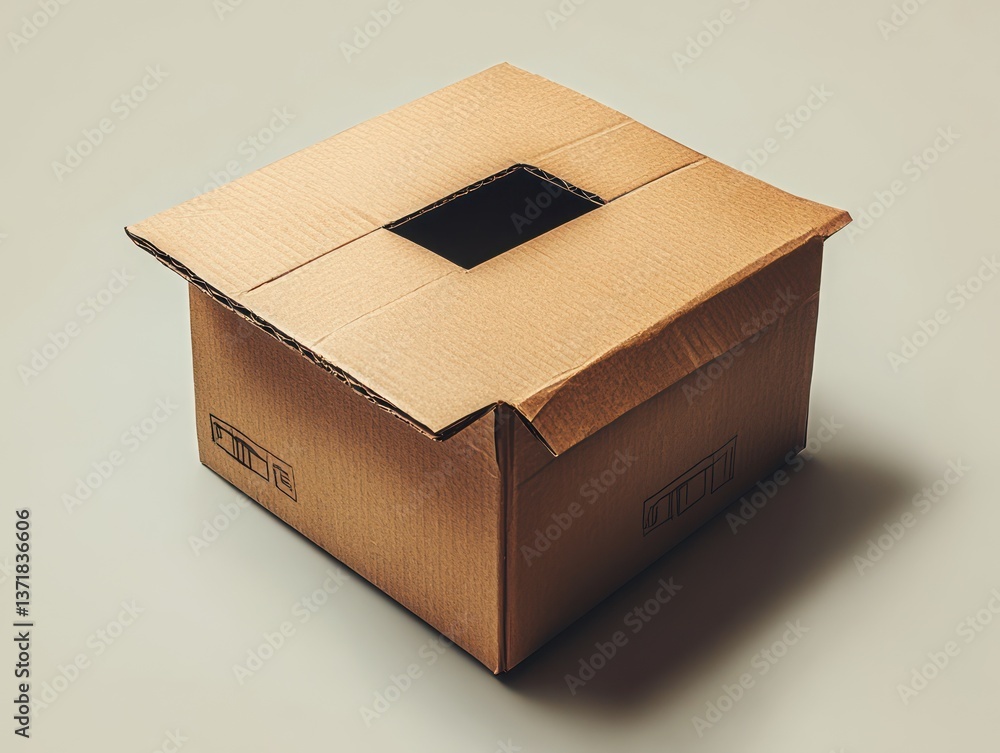Aufkleber minimalist cardboard box design with soft texture for shipping and packaging mockup rendering