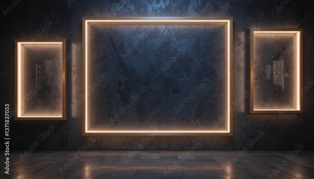 Poster illuminated art display modern gallery digital artwork contemporary environment static viewpoint vis