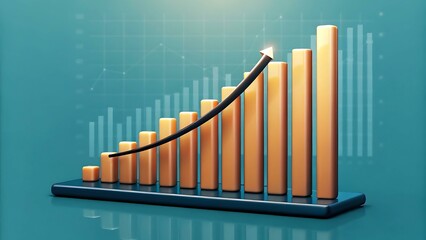 Bar and Line Graph on a Mobile Screen Depicting Financial or Business Metrics