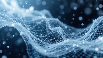 Dynamic digital waves flowing through a cosmic space abstract visuals high-tech environment futuristic viewpoint