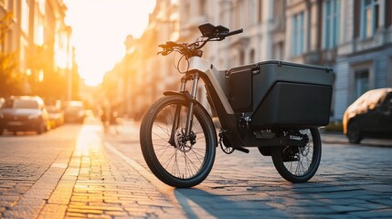 Urban Electric Cargo Bike at Golden Hour
