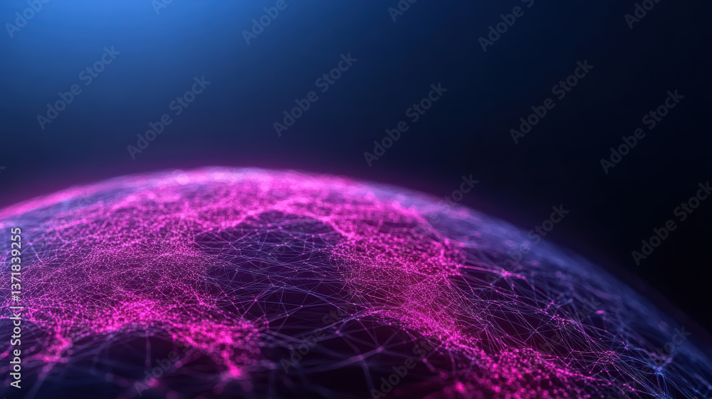 Poster vibrant digital globe showcasing interconnected networks and data points, symbolizing technology