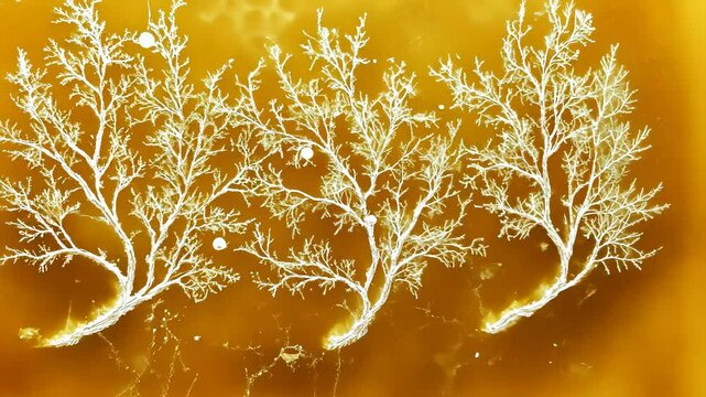 Unique organic patterns resembling trees captured in amber, showcasing nature's artistry and geological history