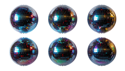 Shiny disco balls with colorful reflections