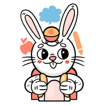 Ronnie The Bunny excitedly heading to school with a backpack, symbolizing the enthusiasm for learning and the importance of education.