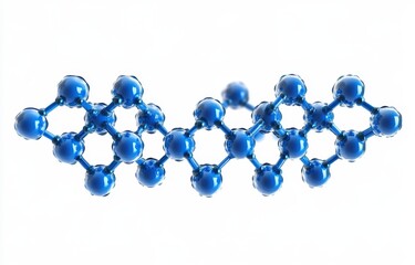 3D Molecular Structure, Blue Crystal Lattice, White Background