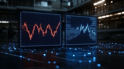 Stock Market Charts on Screens