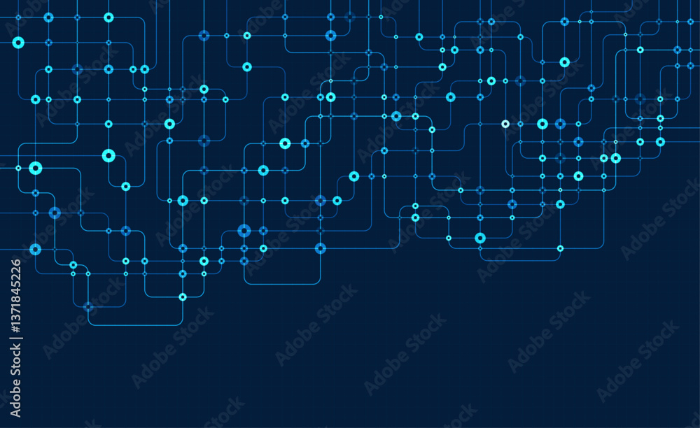 Poster circuit connect lines and dots. network technology and connection concept. decentralized network nod