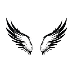 Obraz premium Wing black color on isolated white background