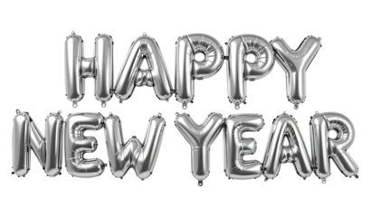 Silver balloon text Happy New Year